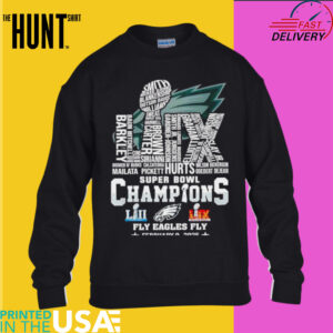 Philadelphia Eagles Super Bowl Champions 2025 fly Eagles LIX player name shirt