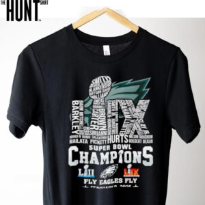 Philadelphia Eagles Super Bowl Champions 2025 fly Eagles LIX player name shirt