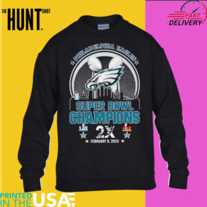 Philadelphia Eagles Super Bowl Champions 2X 2025 skyline shirt