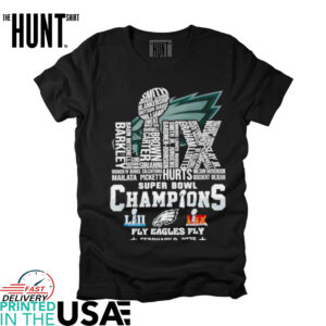 Philadelphia Eagles Super Bowl Champions 2025 fly Eagles LIX player name shirt