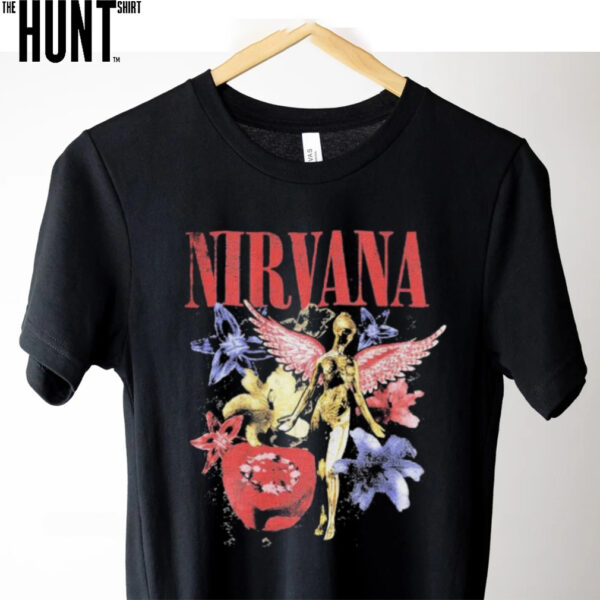 Nirvana In Utero Wings Heart Flowers T shirts