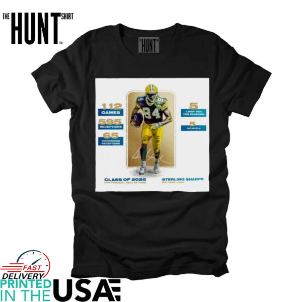 Official Green Bay Packers Sterling Sharpe 112 Games 595 Receptions 65 Touchdown 5 1000 Rec Yds Seasons 5 Pro Bowl Signature Poster t shirt