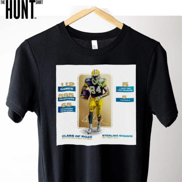 Official Green Bay Packers Sterling Sharpe 112 Games 595 Receptions 65 Touchdown 5 1000 Rec Yds Seasons 5 Pro Bowl Signature Poster t shirt