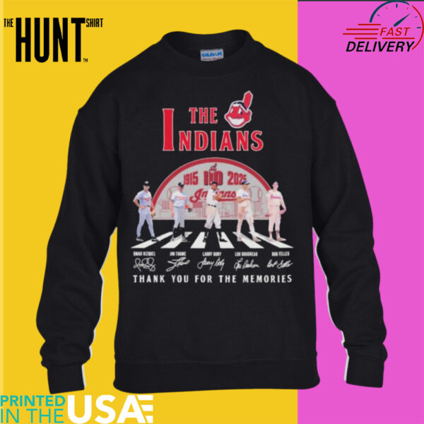Omar Vizquel Jim Thome Larry Doby Lou Boudreau Bob Feller The Cleveland Indians 1915 2025 110TH Thank You For The Memories Signatures T shirts
