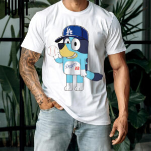 Bluey LA Dodgers baseball cartoon shirt