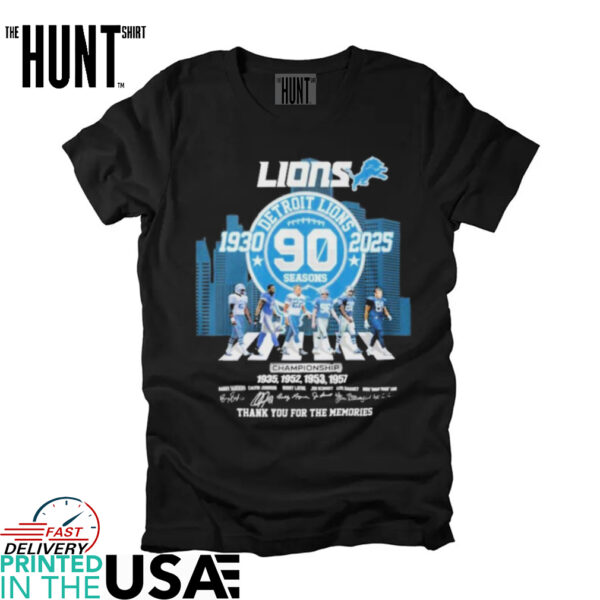 Official Detroit Lions 90 Seasons 1930 2025 Championship Thank You For The Memories Shirt