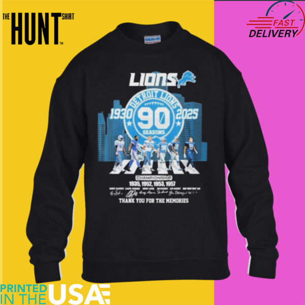 Official Detroit Lions 90 Seasons 1930 2025 Championship Thank You For The Memories Shirt