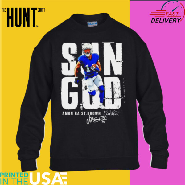 Sun God Amon Ra St. Brown Detroit Lions signature shirt